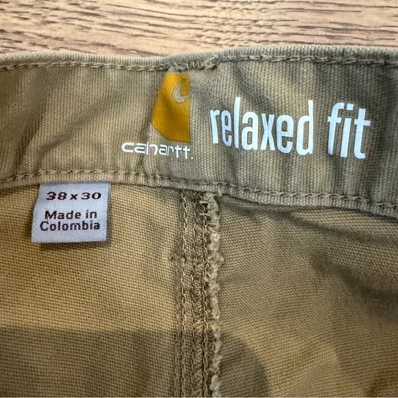 Carhartt Men’s Relaxed Fit Khaki work carpenter Cargo Pants Size 38x30 - Picture 4 of 5